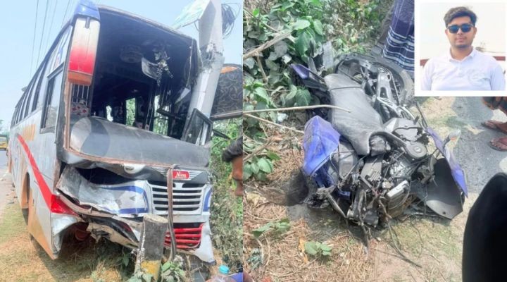 রাজশাহীতে বাস-মোটরসাইকেল সংঘর্ষ, নিহত ১